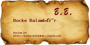 Bocke Balambér névjegykártya